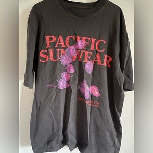 PacSun Black Tee with Red and Purple Graphics
